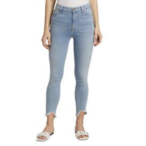 7 For All Mankind Maple Mid Rise Raw Edge Hem Cropped Skinny Jeans Size 30 NWT